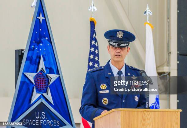 December 2023, Rhineland-Palatinate, Ramstein-Miesenbach: Steven Basham, Deputy Commander United States European Command, speaks at the activation...
