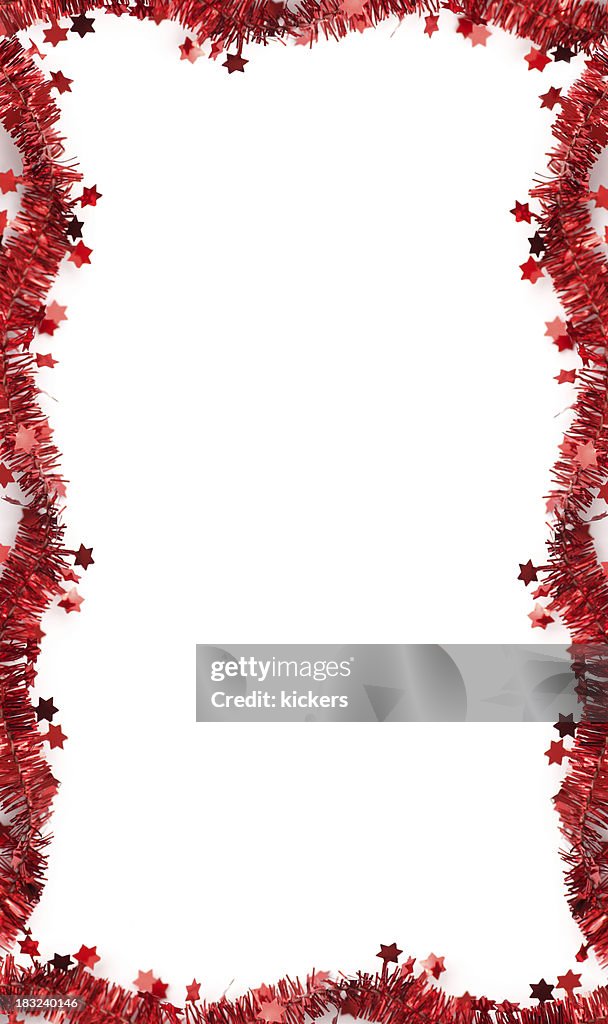 Christmas tinsel frame, isolated