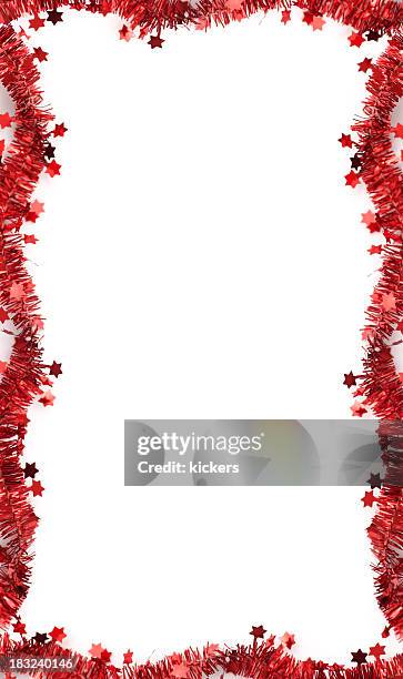 christmas tinsel frame, isolated - tinsel border bildbanksfoton och bilder