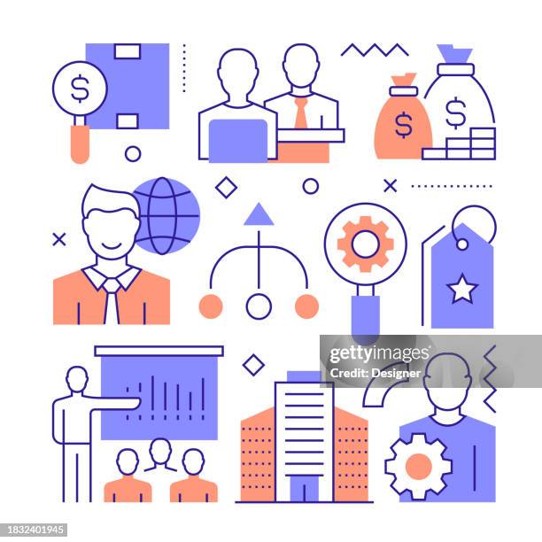 company structure related banner design for web page, headline, brochure, annual report and book cover - delegating work stock illustrations