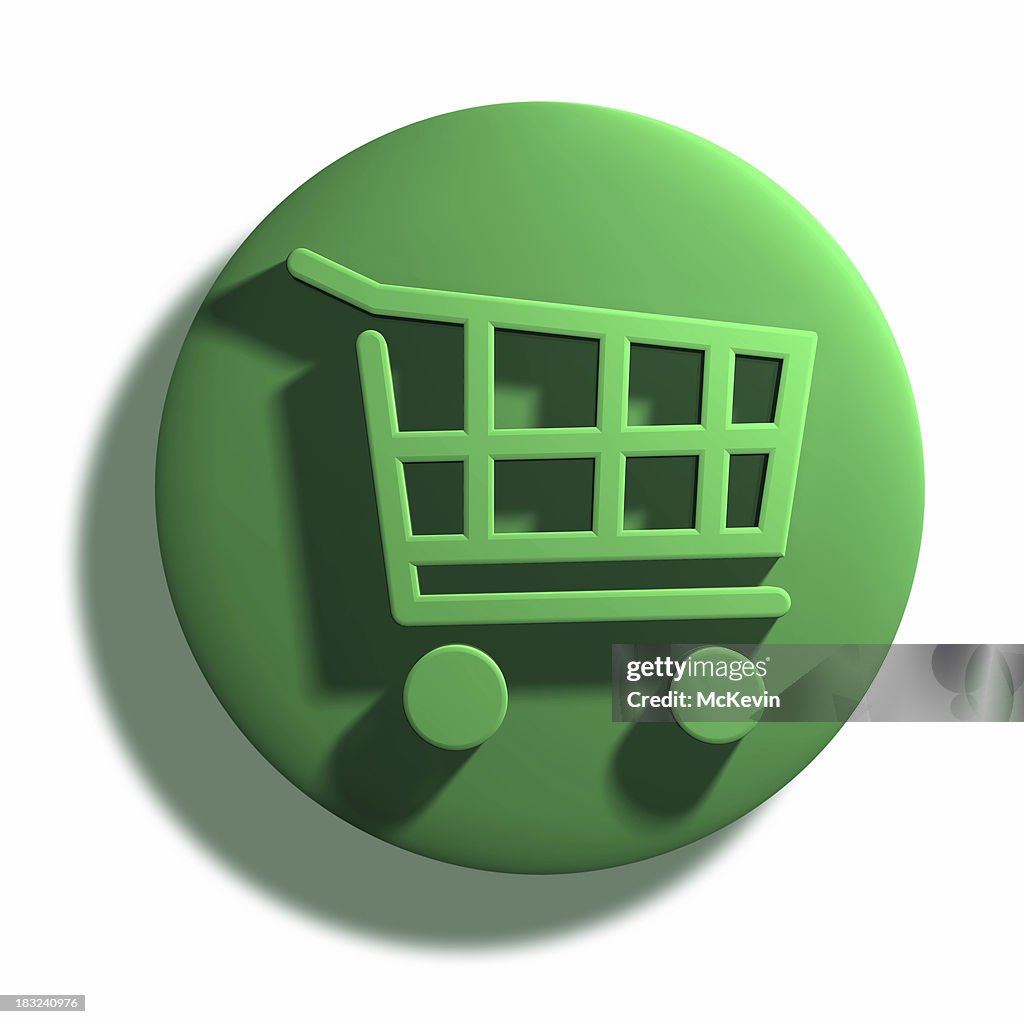 3D rendered green checkout cart icon