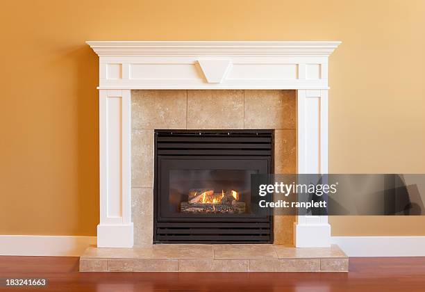 elegant gas fireplace - fire pit stock pictures, royalty-free photos & images