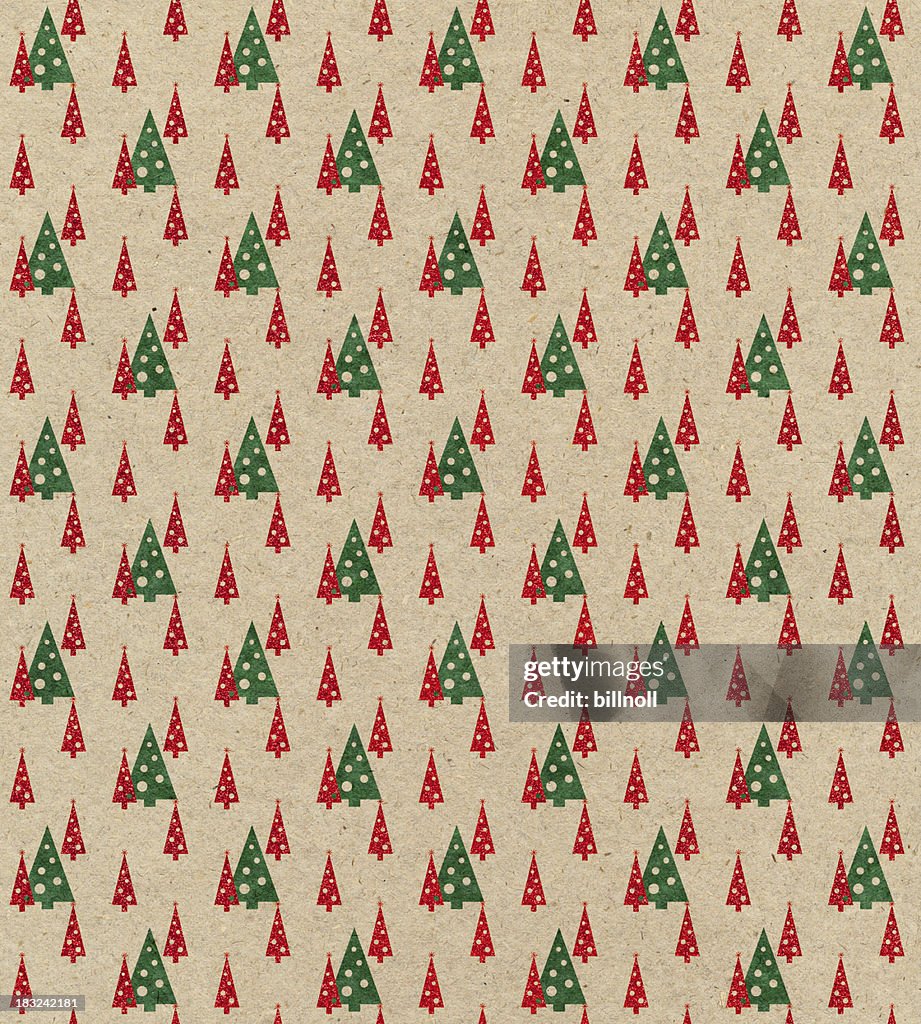 Brown paper with Christmas tree pattern