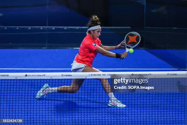 Bea Gonzalez Fernandez and Delfina Brea Senesi in action during the match against Beatriz Caldera Sanchez and Ana Catarina Nogueira in the Milano...