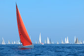 Boat with red sail