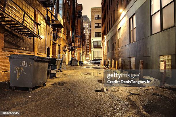 urban street at night - alley stock pictures, royalty-free photos & images