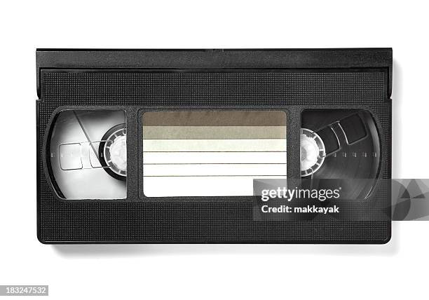 a watched vhs tape with a blank label - cassette tape stock pictures, royalty-free photos & images