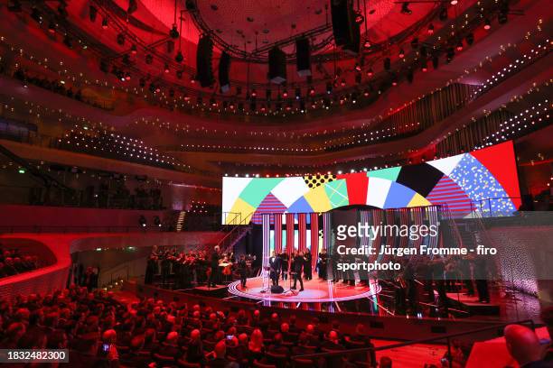 Overview of the Elbphilamonie concert hall during the UEFA EURO 2024 Final Tournament Draw at Elbphilharmonie on December 2, 2023 in Hamburg, Germany.