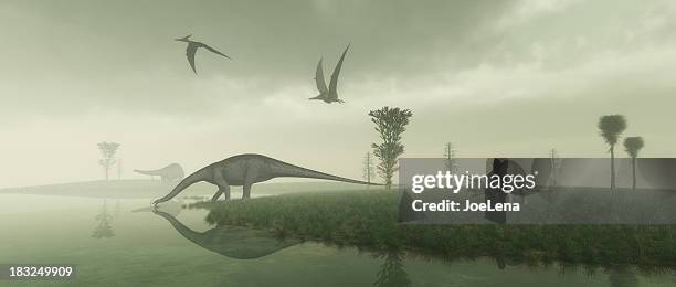 prehistoric scene - dino stock pictures, royalty-free photos & images