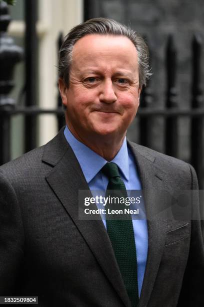 Foreign Secretary David Cameron leaves Downing Street following the weekly Cabinet meeting on December 05, 2023 in London, England.