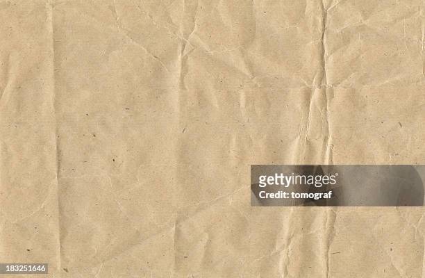 crinkled brown paper - full frame stock pictures, royalty-free photos & images