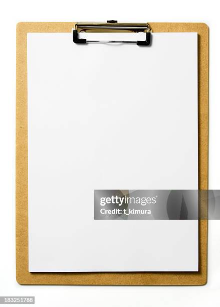 portapapeles en blanco - tablilla con sujetapapeles fotografías e imágenes de stock