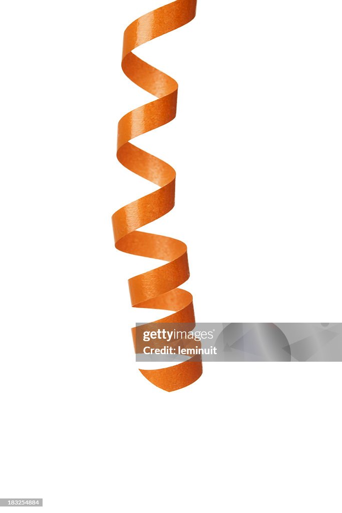 Orange streamer isolated on white