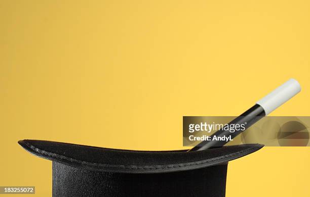 magic props on yellow with space for copy - magician stock pictures, royalty-free photos & images