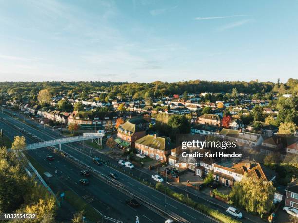 houses on a suburban street - kingston upon thames stock pictures, royalty-free photos & images