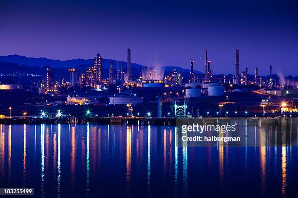 oil refinery on the carquinez strait - oil refinery stock pictures, royalty-free photos & images