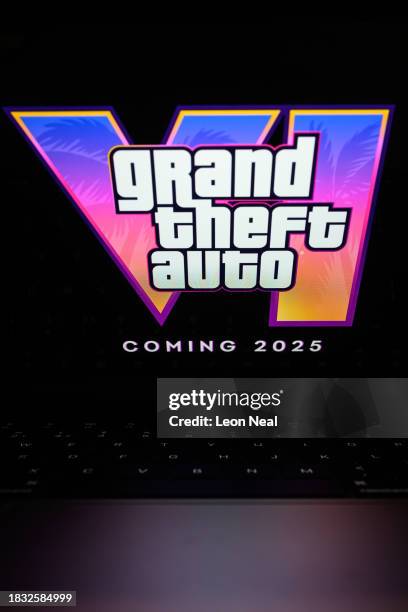 In this photo illustration, the trailer for the "Grand Theft Auto 6" console game is seen on a laptop screen on December 05, 2023 in London, England....