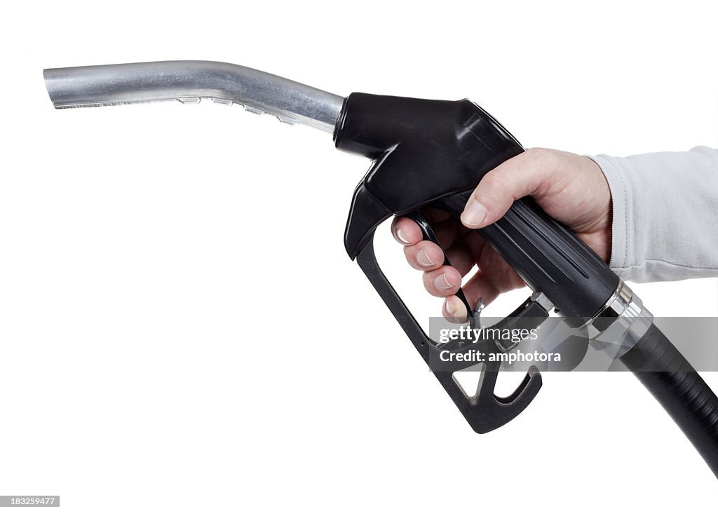 Hand holding a gas pump
