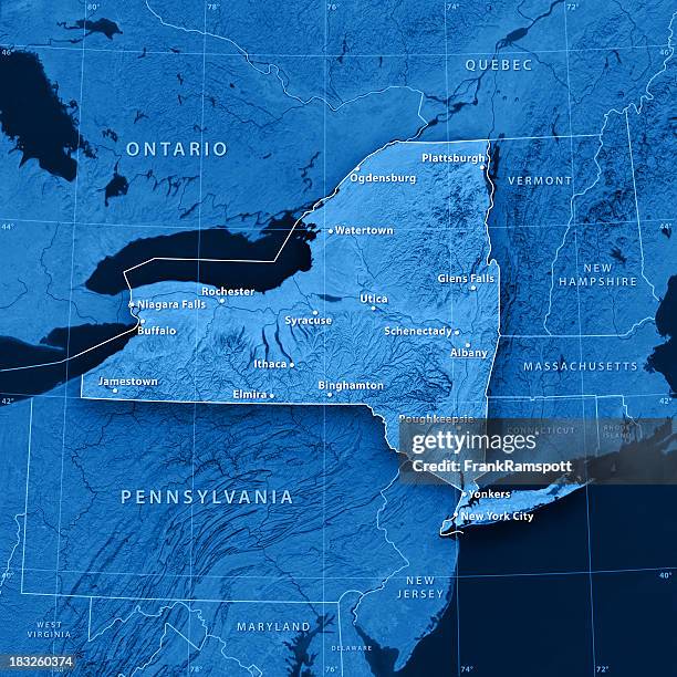 new york state cities topographic map - great lakes map stock pictures, royalty-free photos & images