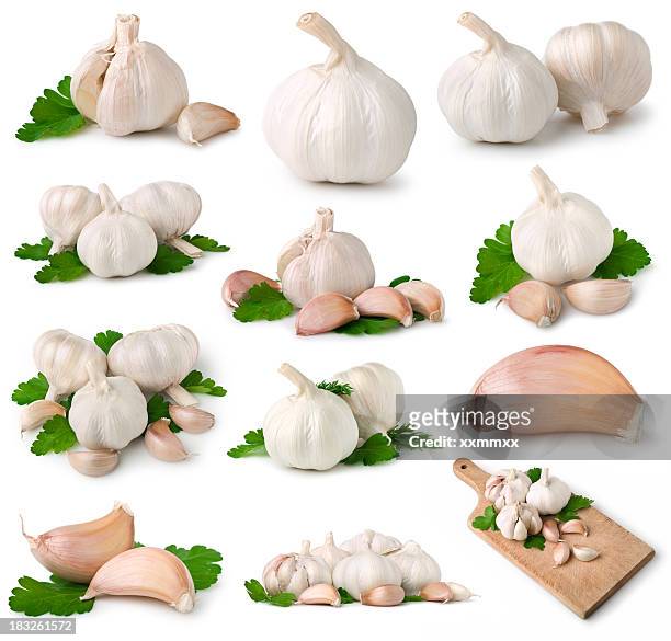 garlic collection - garlic stock pictures, royalty-free photos & images