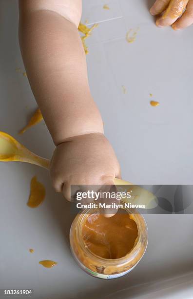 impatient eater - pureed stockfoto's en -beelden