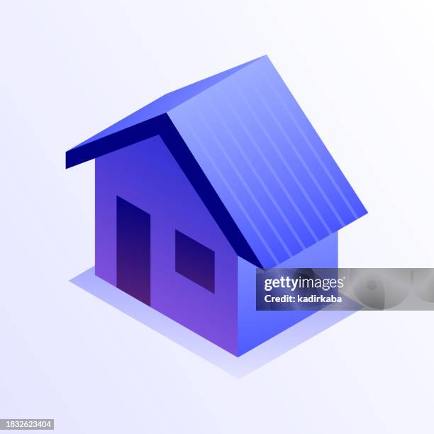 house icon set design, three dimensional and isometric drawing. - isometric home stock illustrations