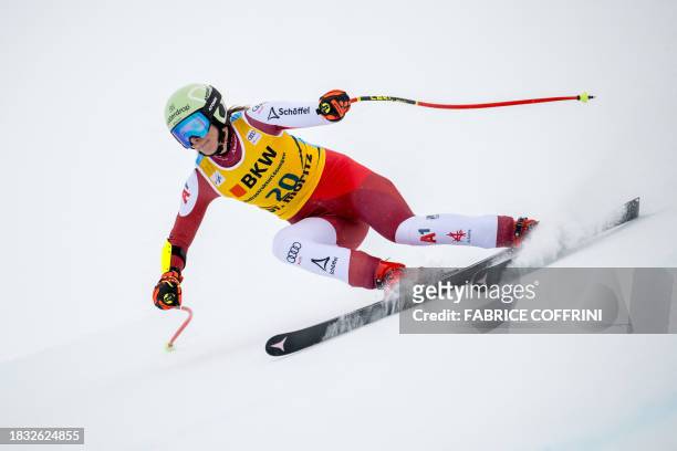 Austria's Mirjam Puchner competes during the Women's Super-G race at the FIS Alpine Skiing World Cup event in St. Moritz, Switzerland, on December 8,...