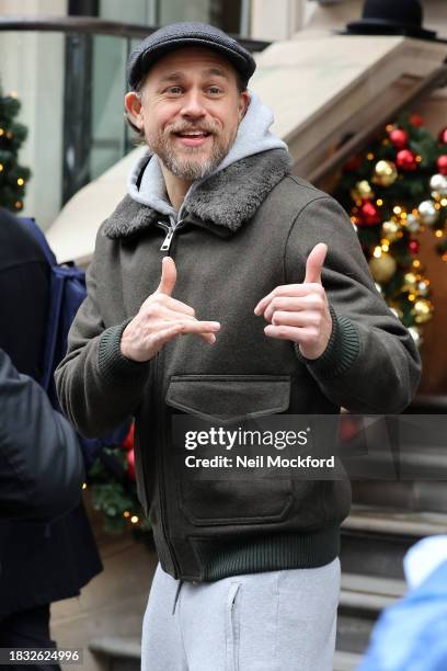 Charlie Hunnam leaving The Corinthia Hotel on December 05, 2023 in London, England.