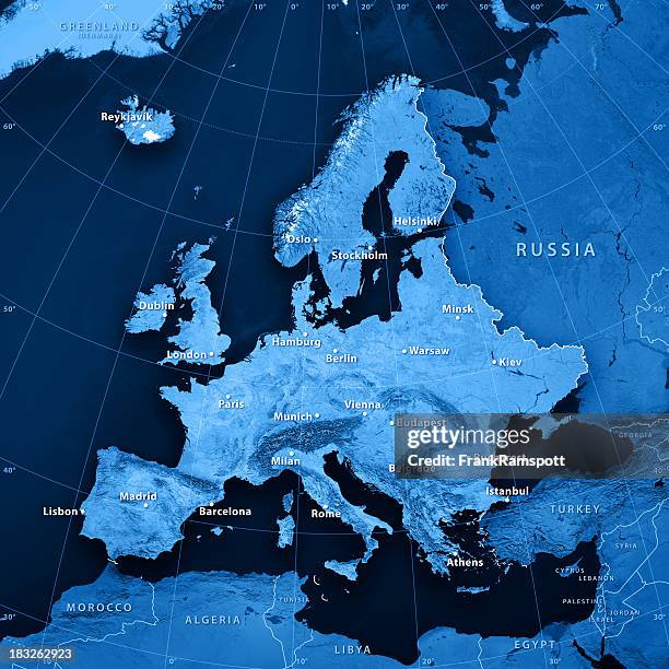 europa cidades topographic mapa - europa ocidental imagens e fotografias de stock