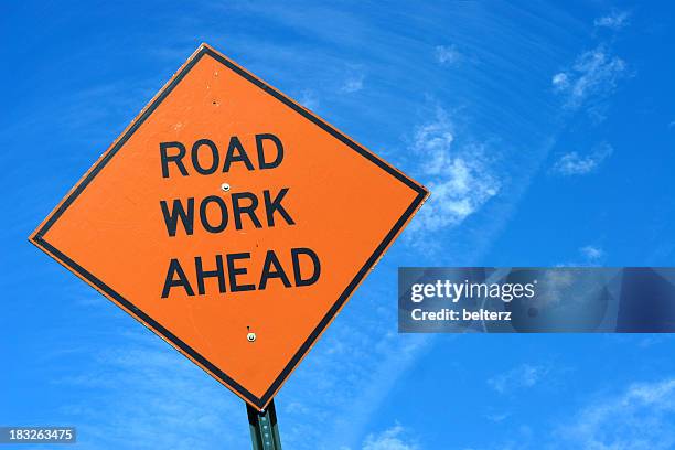 road work sign - road works stock pictures, royalty-free photos & images