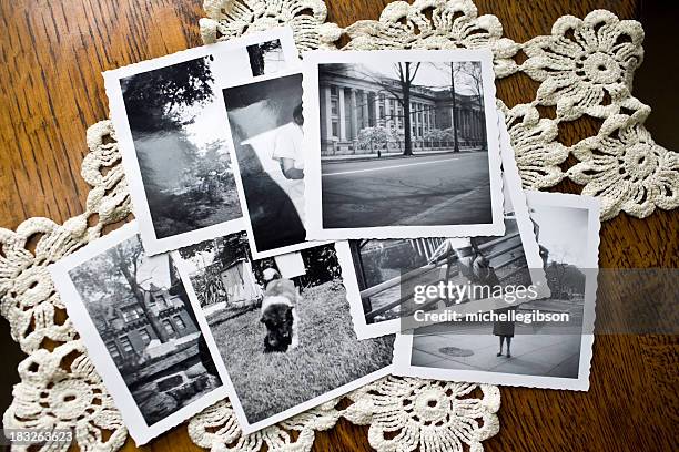 collection of old black and white photographs - souvenir collection stock pictures, royalty-free photos & images
