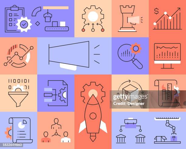 product management related vector line icons. outline symbol collection - customer appreciation stock illustrations