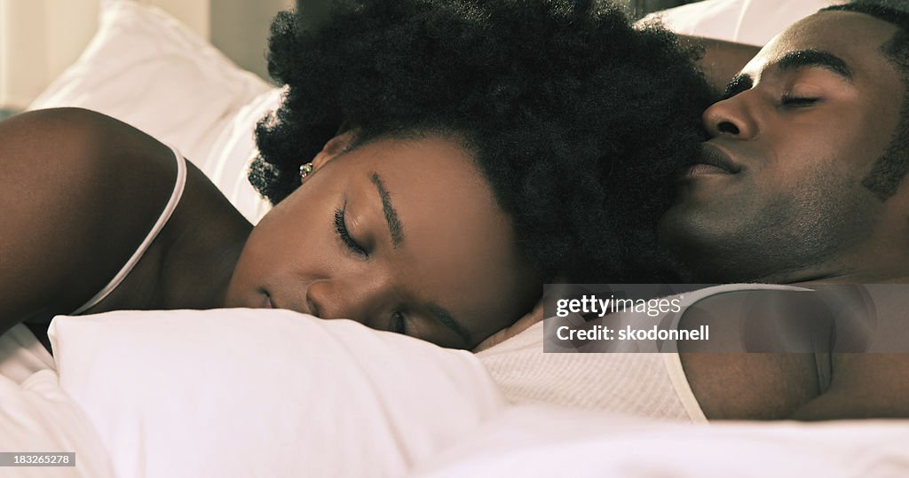 African American Couple in Love and Asleep