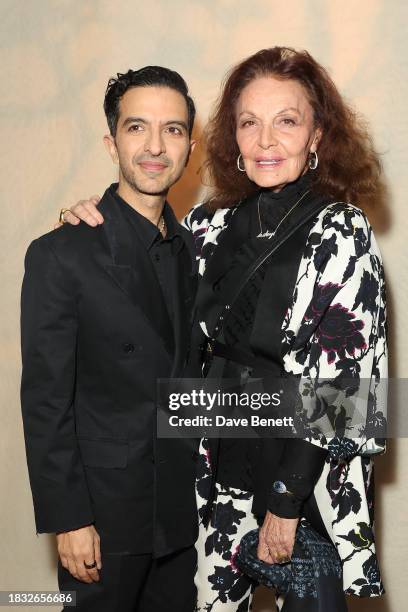 Diane von Fürstenberg and Imran Amed attend the BoF VOICES Gala Dinner and Party at Soho Farmhouse on November 30, 2023 in Chipping Norton, England.