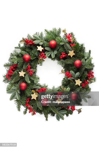 weihnachtskranz - wreath stock-fotos und bilder