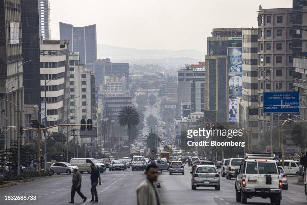 Traffic along a main road in central Addis Ababa, Ethiopia, on Thursday, Dec. 7, 2023. The Horn of Africa nation has been seeking to rework its...