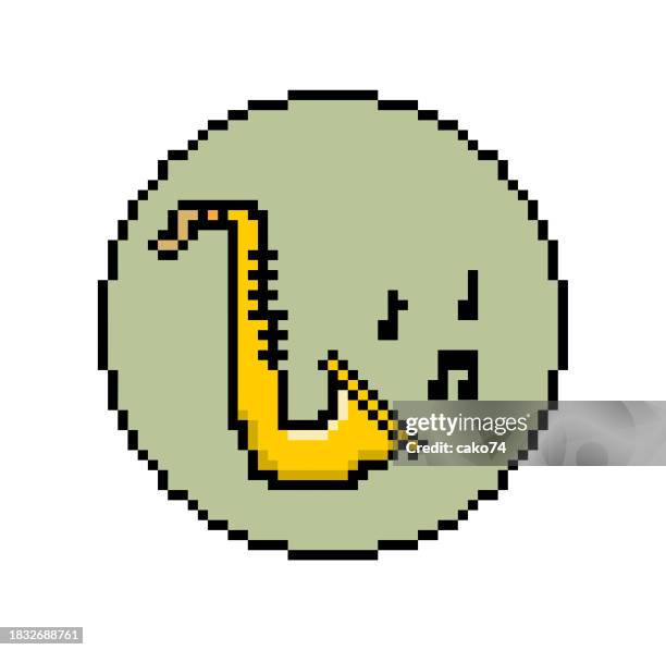 saxophone pixel style - orchestra instruments stock illustrations