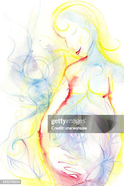 in vitro vibration - music notes watercolor stock illustrations