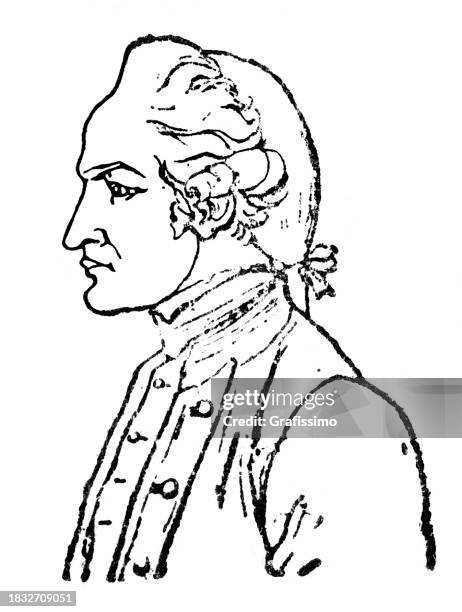 captain james cook british explorer portrait - encyclopaedia stock illustrations