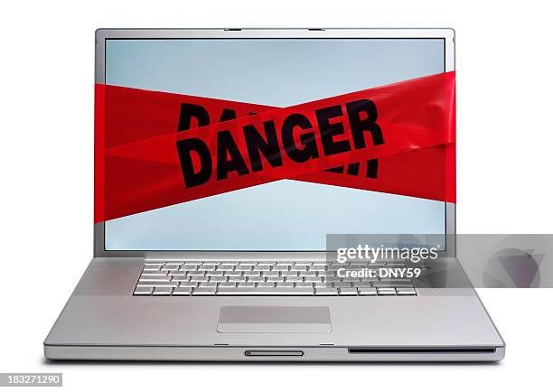 internet security - warning sign white background stock pictures, royalty-free photos & images
