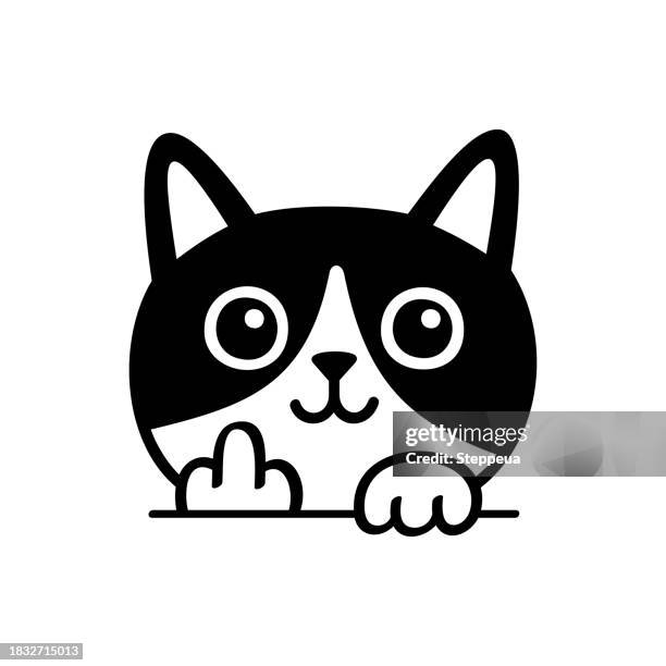 stockillustraties, clipart, cartoons en iconen met cute cat shows middle finger - middle finger funny
