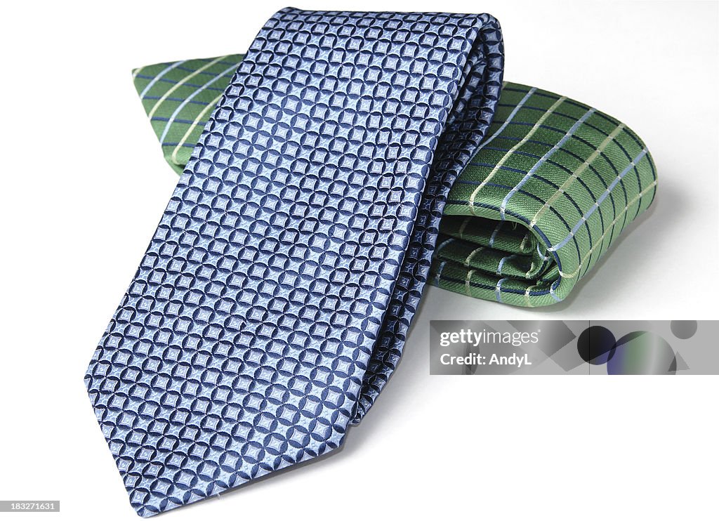 Folded Neckties on White