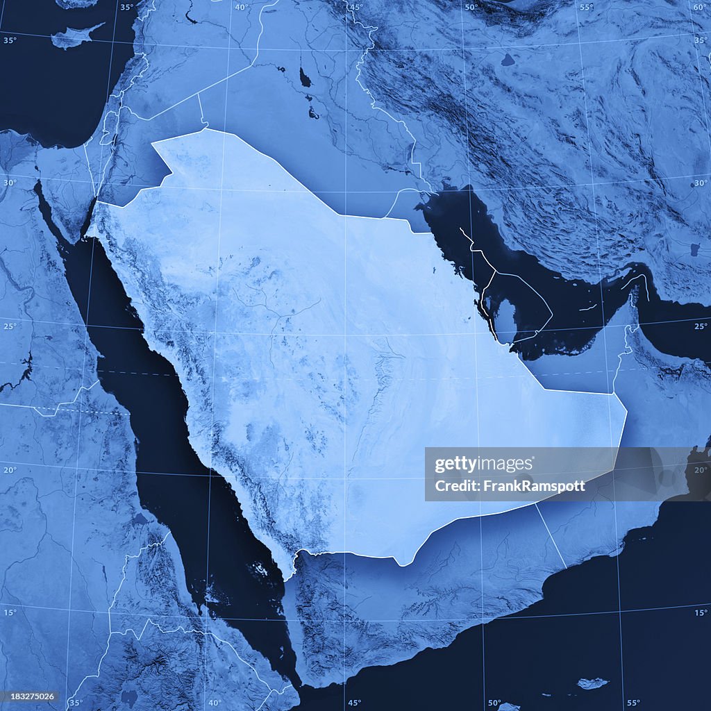 Arabia Saudita Topographic Mapa