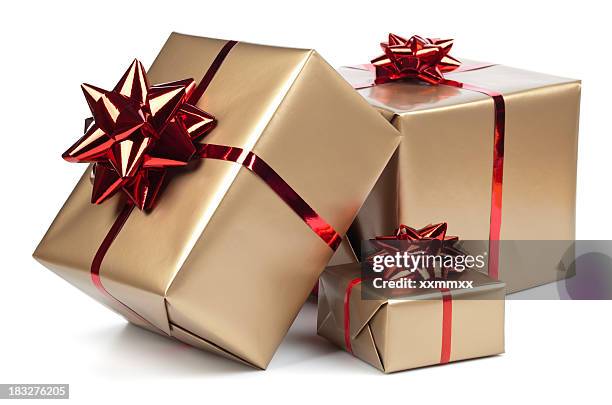 geschenkverpackungen - christmas present isolated stock-fotos und bilder