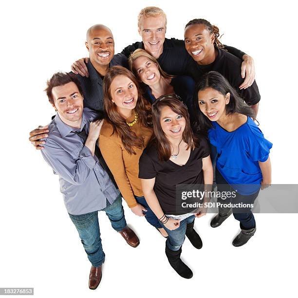 happy group of friends, full body, isolated on white - man standing full body isolated stock pictures, royalty-free photos & images