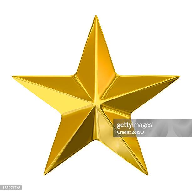 golden star on white background, with clipping path (xxxl-49mpx) - hollywood squares bildbanksfoton och bilder