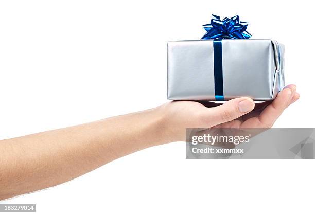 gift box - gift hand stock pictures, royalty-free photos & images