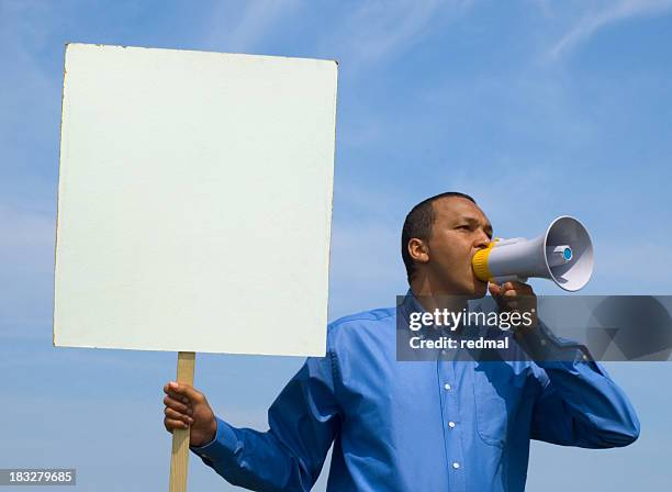 loudmouth - man placard stock pictures, royalty-free photos & images