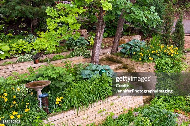 garden retaining walls - retaining wall stock pictures, royalty-free photos & images