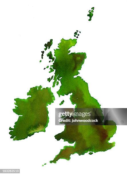 watercolor uk two - scotland map stock illustrations